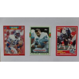 CHRIS SPIELMAN Rookie 1989 Pro Set - Topps - Score -  3 Card Lot Detroit Lions