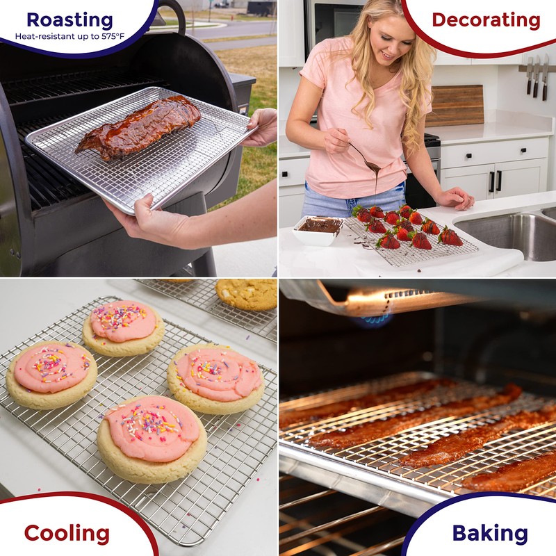 KITCHENATICS Half Sheet Cooling Racks for Cooking and Baking, Stainless