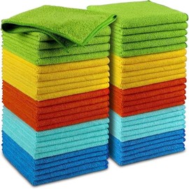 Yoken 50 Pack Microfiber Cleaning Cloths, Lint-Free & Highly Absorbent Towels for Home, Kitchen, and Car Care, Multi-Purpose Cleaning Rags in Assorted Colors