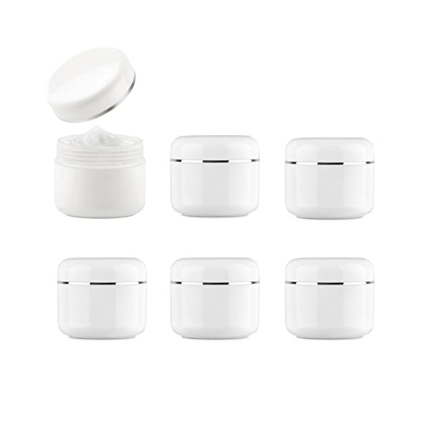 6PCS 100ML Refillable Make-up Cosmetic Jars White Plastic Jar with