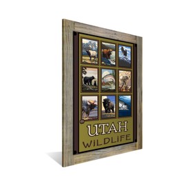 Utah Wildlife Forest Collage Metal Print on Reclaimed Barn Wood from Travel Artwork by Artist Paul A. Lanquist 8.5" x 11.5"