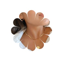 Xmsrn Vintage Layered Coin Disc Pendant Necklace Hammered Coin Choker Necklace Punk Snake Chain Choker Necklace Layering Coin Necklace Matte Coin Necklace for Women