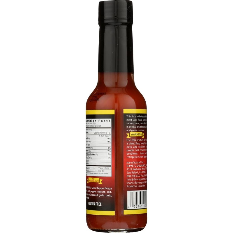 Dave's Gourmet Ghost Pepper Jolokia Hot Sauce, Pack of 1