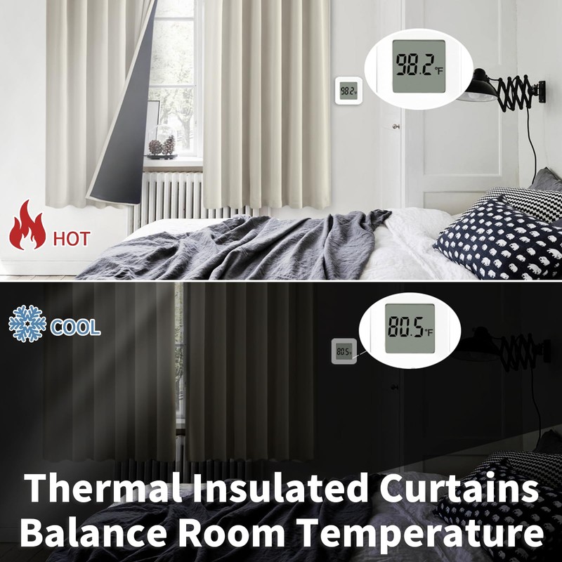 BGment 100% Room Darkening Thermal Insulated Blackout Curtains 63 Inches