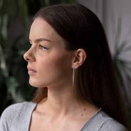 MATERIA by Matthias Wagner SO-40 Women's Pendant Earrings 925 Silver Long Earrings Real, Sterling Silver