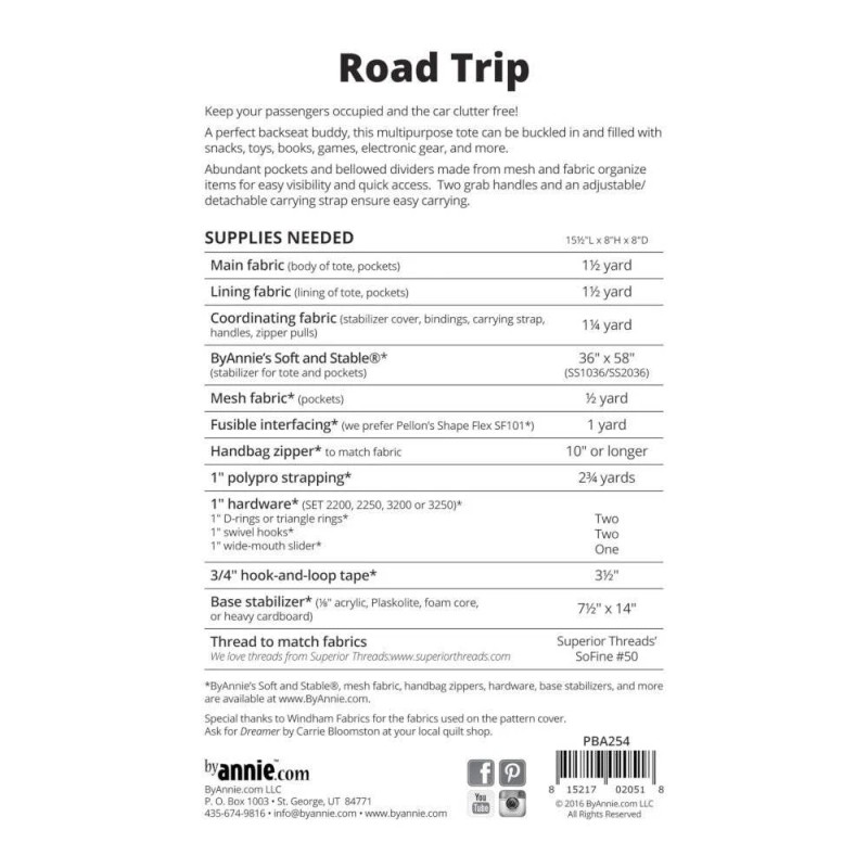 By Annie Road Trip Pattern