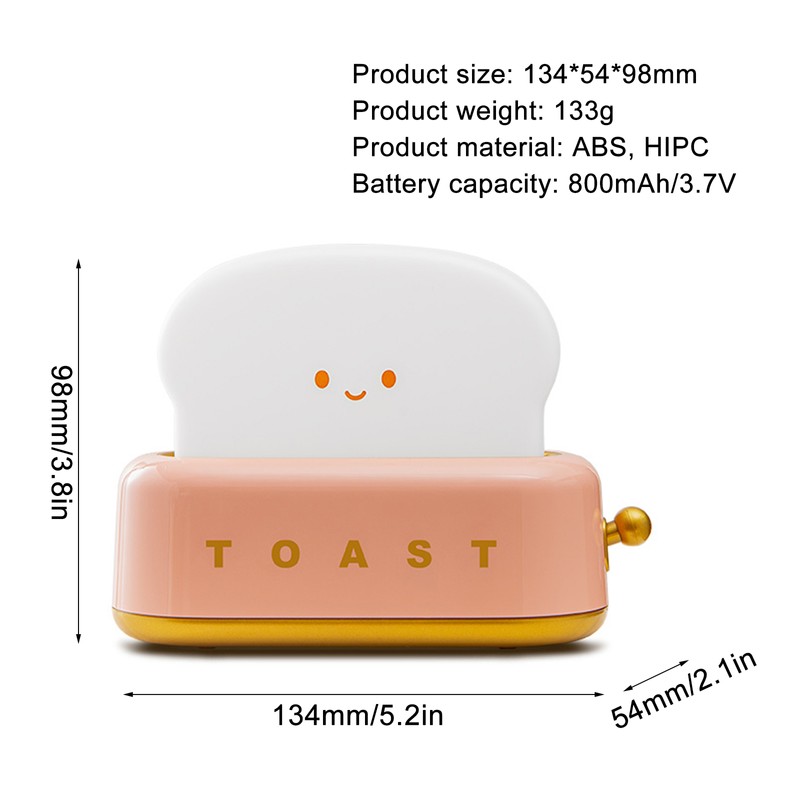 LED Bread Emotion Machine Night Light Eye Protection Portable Imitation