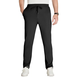 LETAOTAO 36" Inseam Tall Mens Joggers Sweatpants Extra Long Zipper Pockets Athletic Gym Track Pants Black