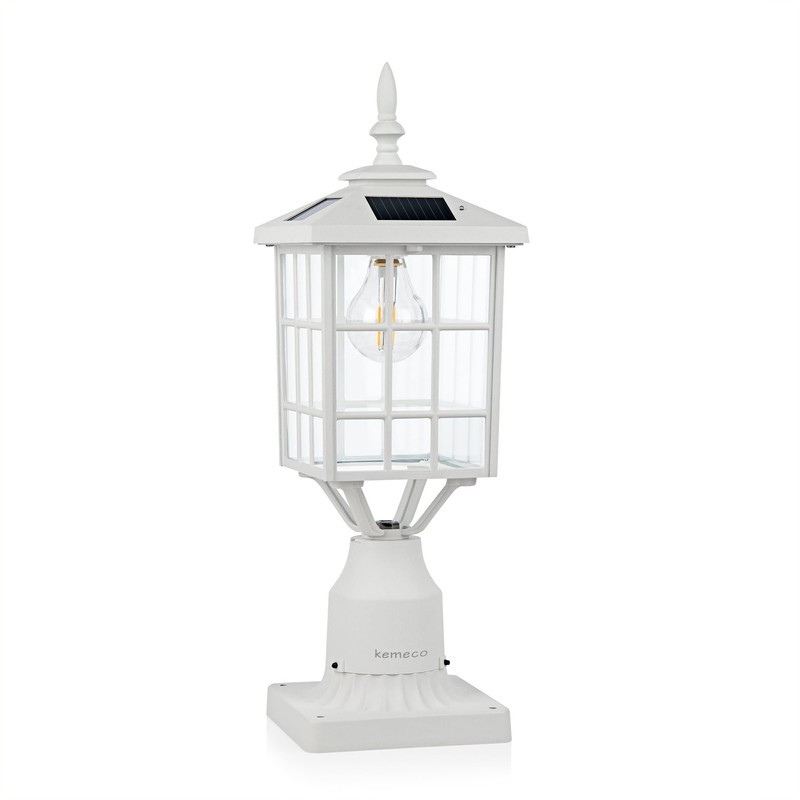 Kemeco ST4224Q-W Solar Post Light Outdoor Led Squared Frame Fixture
