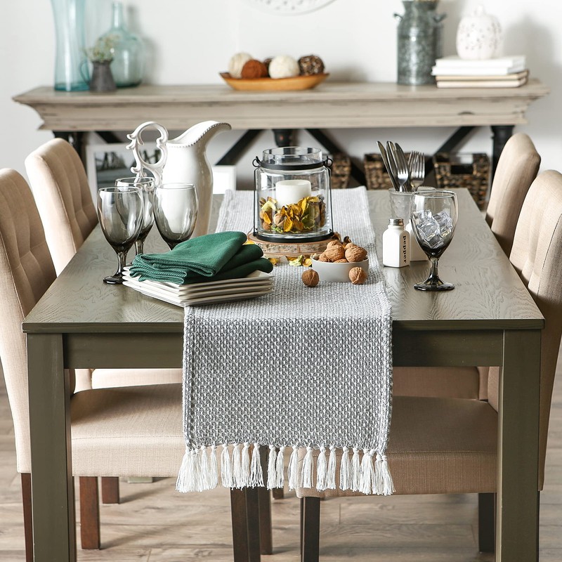DII Woven Basics Collection 100% Cotton Knit Table Runner, 15x108,