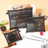 Clapoyis Portable Mesh Cosmetic Pouch, Set of 3 Sizes, Black