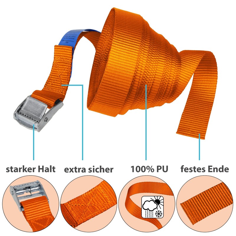 Lashing Strap Tension Strap Fastening Strap Clamp Fastening Strap Orange