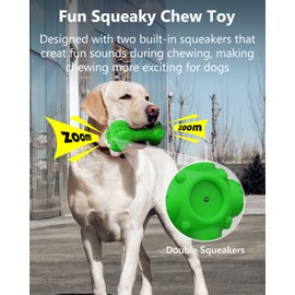 SCHITEC Squeaky Dog Chew Toy for Aggressive Chewers Large Breed, Tough Interactive Teething Rubber Bone for Big Medium Dogs