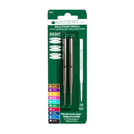 Monteverde USA Ballpoint Refill to Fit Montblanc Ballpoint Pens - Medium Point, Soft Roll, Black (2 Pack) (M132BK)
