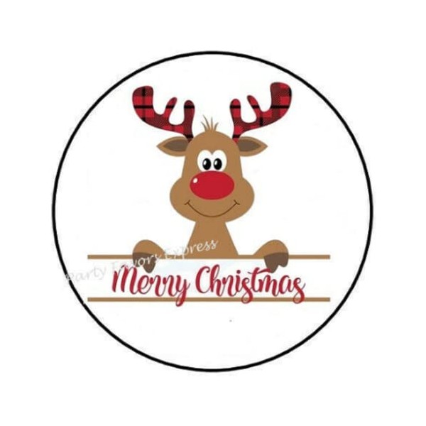30 Pcs 1.5" Inch Merry Christmas Reindeer Stickers - Christmas