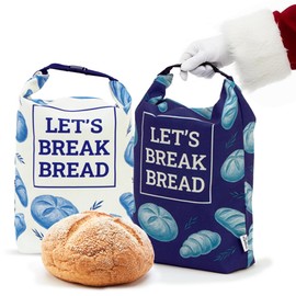 LOTTELI Reusable Bread Bags for Homemade Bread & Sourdough – 2 Pack Washable Cloth Storage Bags with Zipper, Buckle & Date Label Pocket – Eco-Friendly Gift for Bakers