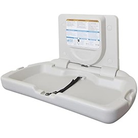 ECR4Kids Horizontal Wall-Mounted Changing Station with Slim Back, Baby Changer, White Granite