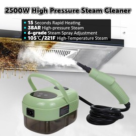 Handheld Steam Cleaner 2500W Portable Handheld Steamer,6 High Speeds High-Temperature Steam Cleaning Machine with 3 Brush Heads for Kitchen Furniture Floors Windows Couch Car and More
