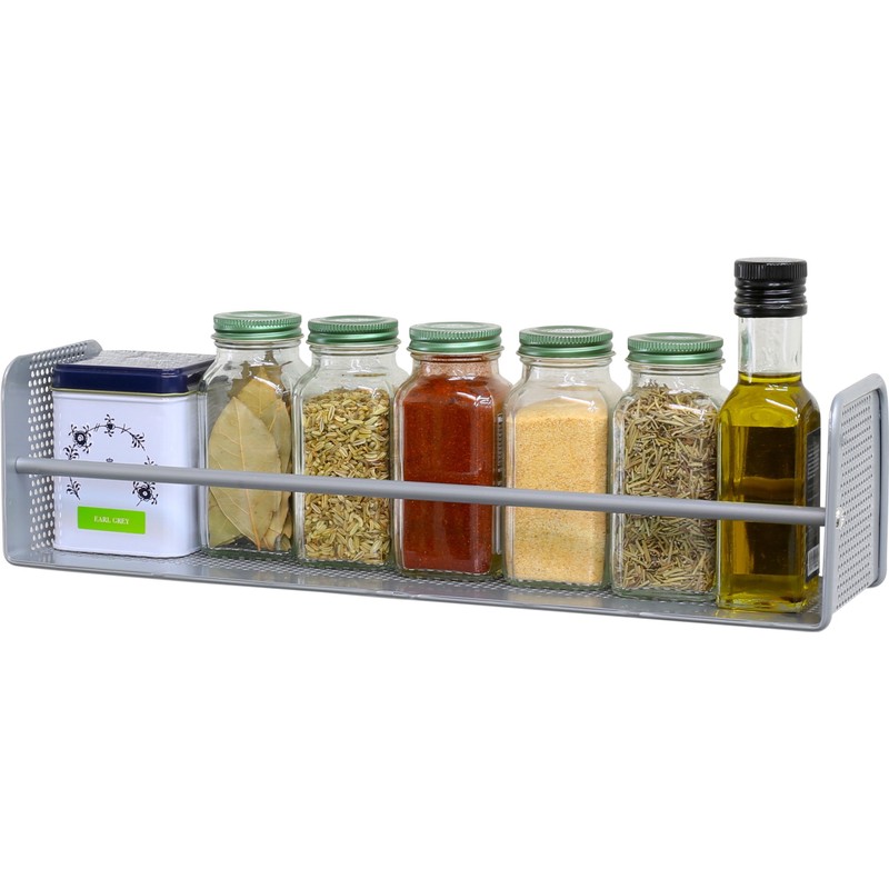 SimpleHouseware Wall Mounted Spice Rack, Silver, Set of 2