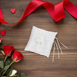 Generic 20 * 20cm Ring Pillow - Wedding Ring Pillow Pocket Ring Pillow Ring Bearer Pillow (White)