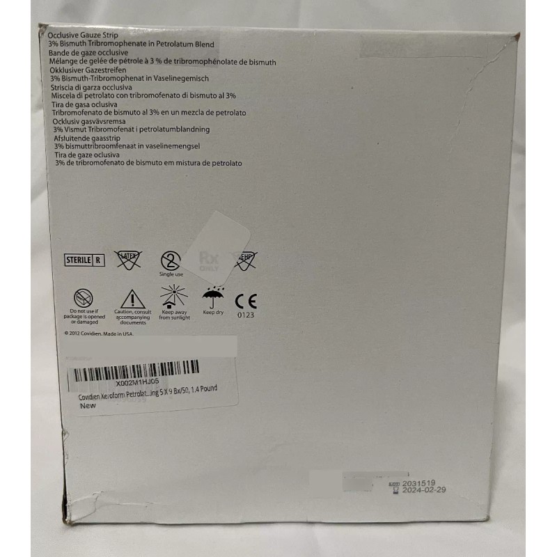 Kendall Gasa Oclusiva Petrolato Xeroform 12.7x23cm, Caja 50 Pz