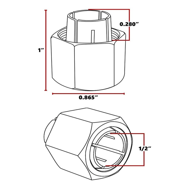 HAKATOP 19693 1/2" Router Collet Replacement For Dewalt 326286-03 Big