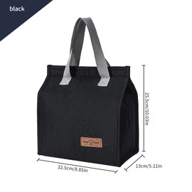 HexinYigjly Lunch Bag, Cooler Bag, Insulated Bag, Portable Lunch Bags, Insulated Thermal Bag, Carry Bag with Foil Lining, Waterproof, for Men, Women, Work, School, Picnic, Black