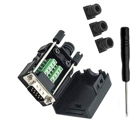 FENGHAISHUN DB9 Breakout Male Serial Adapter to Wiring Solderless Terminal RS232 D-SUB Male Serial Connector 9pin Port Breakout Board Case Long Bolt Black Rubber Core with Screwdriver