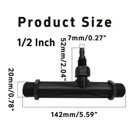 AUXBC 2Pcs 1/2 Inch Venturi Fertilizer Injector, Black Plastic Irrigation Mixer Tube, Agricultural Water System Device for Garden Farm Lawn