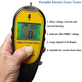 Electric Fence Voltage Tester & Fault Finder - Smart Digital Wireless Voltage Detector 200V-15000V, Amperage & Short Location Checker for Ranch, Farm, Livestock Fencing