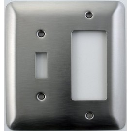 Mulberry Princess Style Satin Stainless Steel 2 Gang Switch Plate - 1 Toggle Light Switch Opening 1 GFI/Rocker Opening