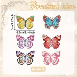 INFUNLY 6pcs Sequin Butterfly Iron on Patches Sew on Butterfly Patches 6 Colors Butterfly Applique Butterfly Embroidery Patches Badges for Clothes Bag Jacket Pants Shoes DIY Projects