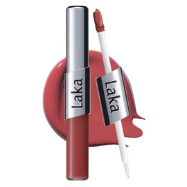 Laka Perfect Twin Lip - Lápiz labial líquido mate de doble punta y brillo transparente, color de larga duración de 12 horas, a prueba de transferencia
