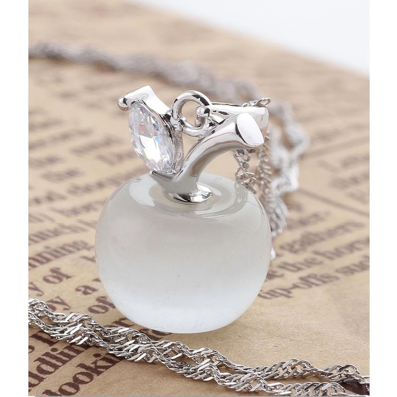 YTDYTD Cat Eye Stone Apple Pendant Necklace Pink White Gold