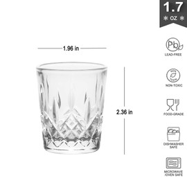 Enindel 3021.01 Carved Patterns Shot Glasses, 1.7 OZ, Set of 6, JY001
