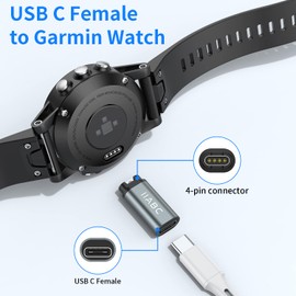 IIABC Garmin Watch Charging Adapter, Type C Charger Adapter 2Pack Compatible with Garmin Fenix 7 7S 7X 6 6S 6X 5 5S 5X Plus Pro, Forerunner 955 965 745 935 945 45 45S 245, Approach S60 X10 and More