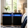 Black Nightstands Set of 2, LED End Table for Bedroom,