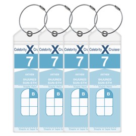 Celebrity Cruise Luggage Tag Holders [4 Pack] – Waterproof, Durable Plastic with Steel Loops – Fits All Celebrity Ships for Cruising in 2025, 2026 and 2027 – Cruise Essentials by Anchors Up