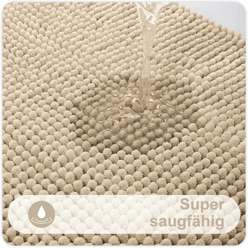 Homaxy Chenille Bathroom Rug, Non-Slip Bath Mat, Washable Bath Mat,