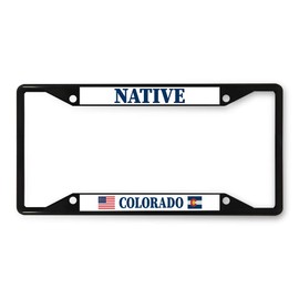 Sign Destination Metal License Plate Frame Native Colorado Car Auto Tag Holder Black 4 Holes Set of 2