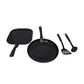IMUSA Nonstick Ceramic Cookware Set 4-Pieces, 10" and 10.5" Inches, with Stay-Cool Handles, Aluminum, Black