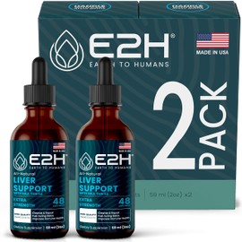 E2H Liver Support Supplement with Milk Thistle - Liver Health Formula - Artichoke Extract, Dandelion Root, Chanca Piedra, and More - Absorbent Liquid Formula (2 Bottles)