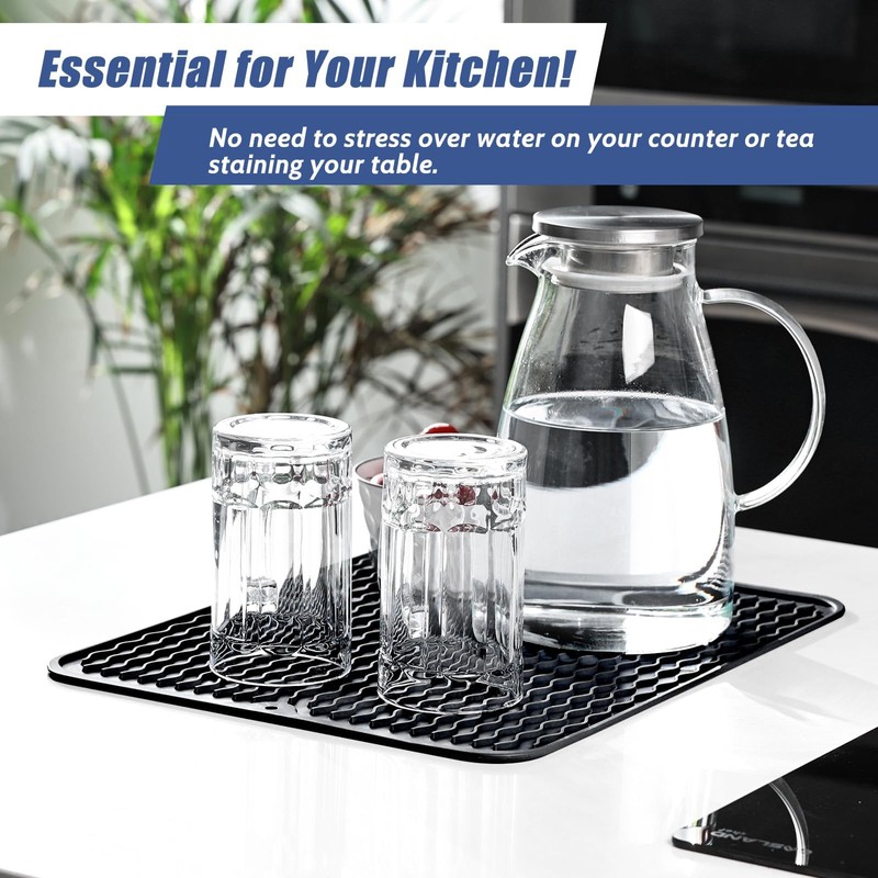 KitchenRaku Dish Drying Mat, Dish Drying Mat, Heat Resistant Non-Slip