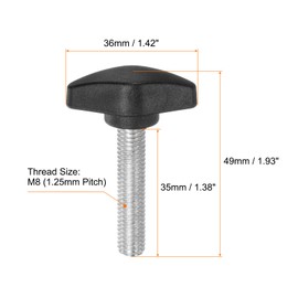 sourcing map 4pcs Tee Wing Knobs Thumb Screws M8 x 35mm Standard Male Thread Plastic T Knobs Handles Hand Clamping Thumbscrew, Black