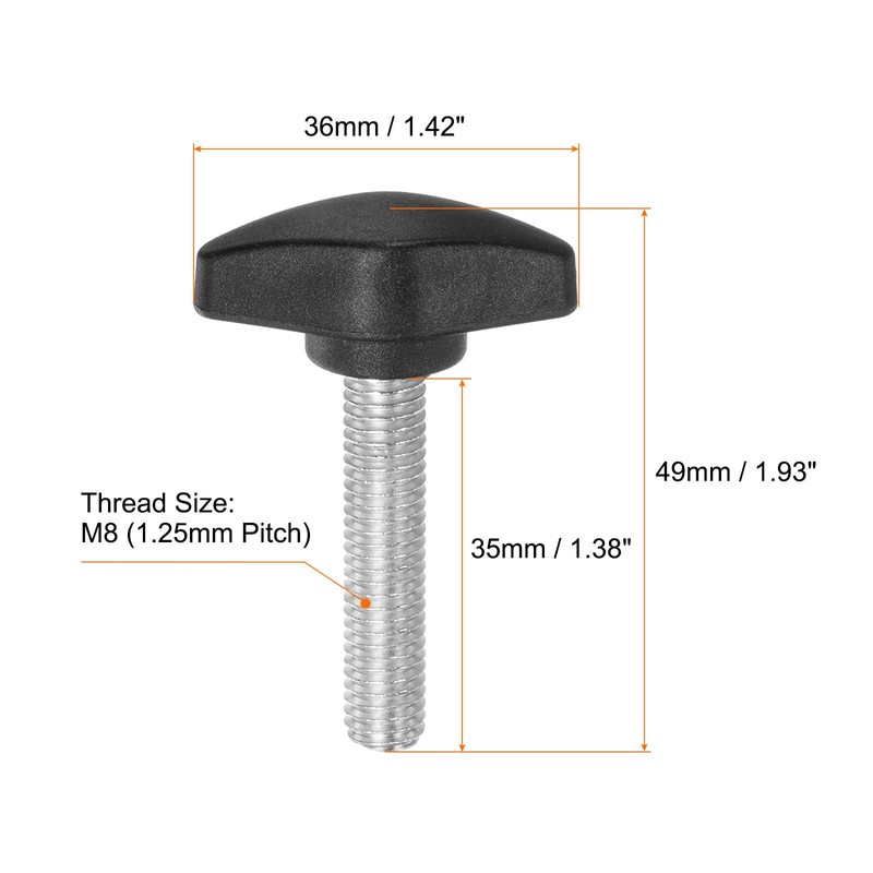 sourcing map 4pcs Tee Wing Knobs Thumb Screws M8 x