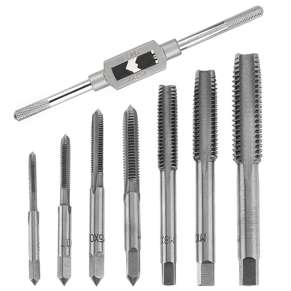WANGR 8Pcs Bearing Steel Threaded Taps,Screw Tap Set with Straight