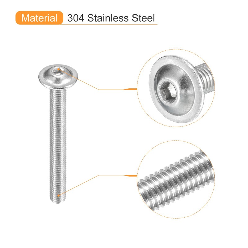 sourcing map Flanged Button Head Socket Cap Screws, 25 Pcs
