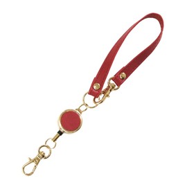 [Pretimo] Reel Strap with Reel, Stretchable Key Chain, Reel Keychain, Key Reel, Women's, Men's, PU Leather, White, Black, Brown, Red/Champagne Gold Hardware
