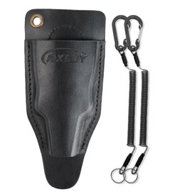 RXLUY Fishing Pliers Holster with Retractable Lanyard, Universal Fit for Most Sea Saltwater Fishing & Wild River Lure Tongs Fish Plier Leather Accessories (Black)