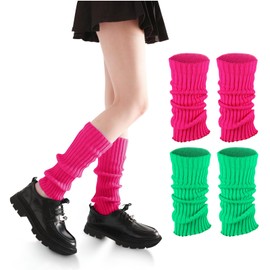 YUWJOOWEE 2 Pairs Women's Fashion Knitted Leg Warmers Fashion Knitted Leg Warmer Socks 80s, multicoloured